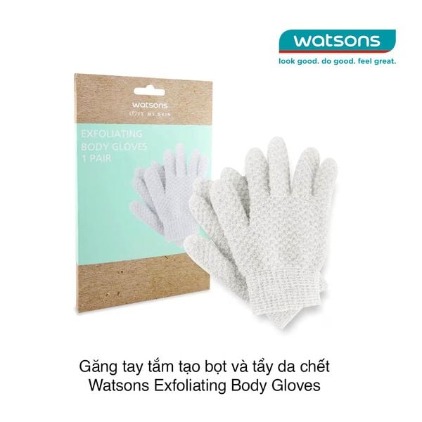 Găng tay tắm tạo bọt và tẩy da chết Watsons Exfoliating Body Gloves 1 Pair