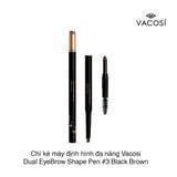 Chì kẻ mày định hình đa năng Vacosi Dual EyeBrow Shape Pen #3 Black Brown