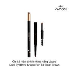 Chì kẻ mày định hình đa năng Vacosi Dual EyeBrow Shape Pen #3 Black Brown