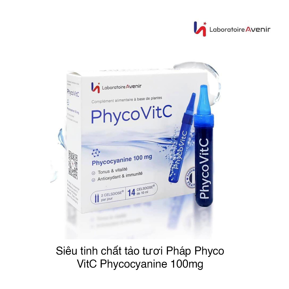 Siêu tinh chất tảo tươi Pháp Phyco VitC Phycocyanine 100mg (10ml x 14 ống)