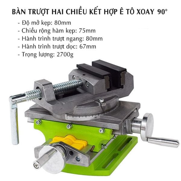 Bàn trượt hai chiều kết hợp ê tô khoan bàn xoay tròn MINIQ BG6369