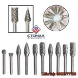 Bộ 10 mũi khắc, mài làm lũa Vonfram trục 6mm