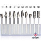 Bộ 10 mũi khắc, mài làm lũa Vonfram cao cấp