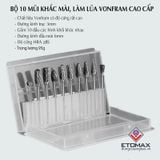 Bộ 10 mũi khắc, mài làm lũa Vonfram cao cấp