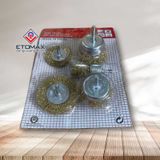 Bộ 5 chổi đánh rỉ sét sợi vàng trục 6mm