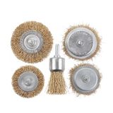 Bộ 5 chổi đánh rỉ sét sợi vàng trục 6mm