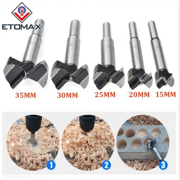 Bộ 5 mũi khoan khoét lỗ 2 cạnh đường kính từ 15mm - 35mm