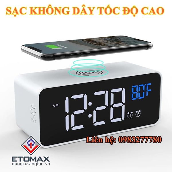 Đồng Hồ Báo Thức Điện Tử Kiêm Sạc Không Dây Cao Cấp