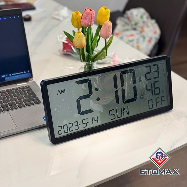 Đồng hồ điện tử treo tường LCD 8303 màn hình lớn có đo độ ẩm và nhiệt độ