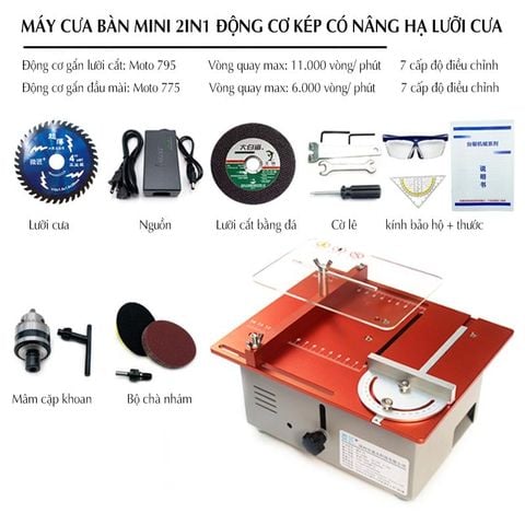 Máy cưa bàn mini đa năng 24V 2in1