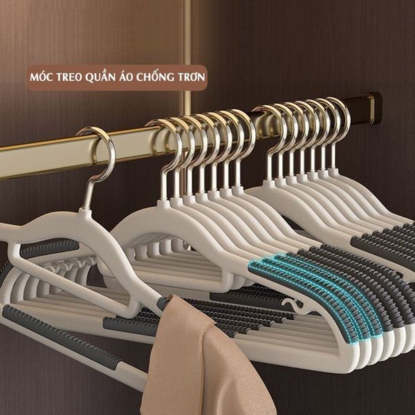 Móc nhựa treo quần áo chống trơn trượt 360°, giữ phom quần áo chống nhăn hiệu quả