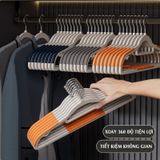 Móc nhựa treo quần áo chống trơn trượt 360°, giữ phom quần áo chống nhăn hiệu quả