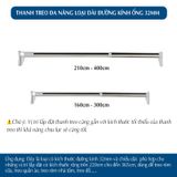 Thanh treo đa năng không cần khoan bắt vít, đường kính ống 32mm, chất liệu inox 304 cao cấp