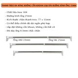 Thanh treo đa năng không cần khoan bắt vít, đường kính ống 25mm, chất liệu inox 304 cao cấp