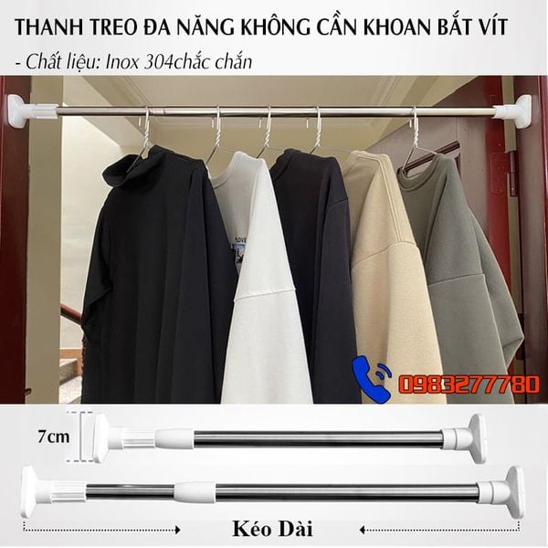 Thanh treo đa năng không cần khoan, không cần bắt vít V2