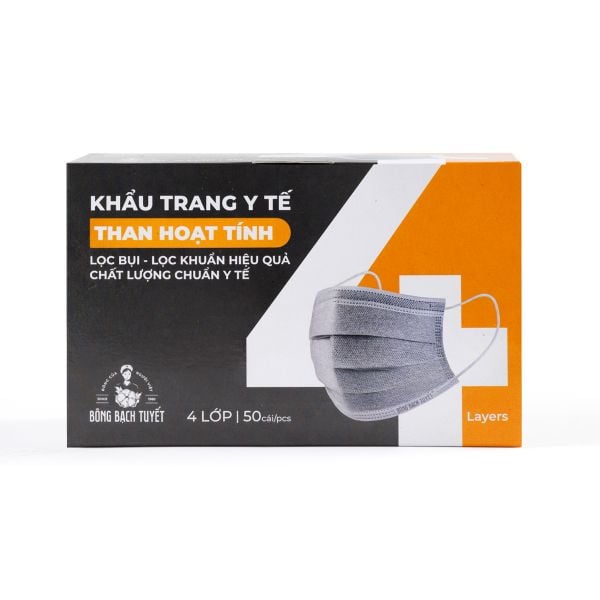  Khẩu trang Bông Bạch Tuyết than hoạt tính (50 cái/hộp) 