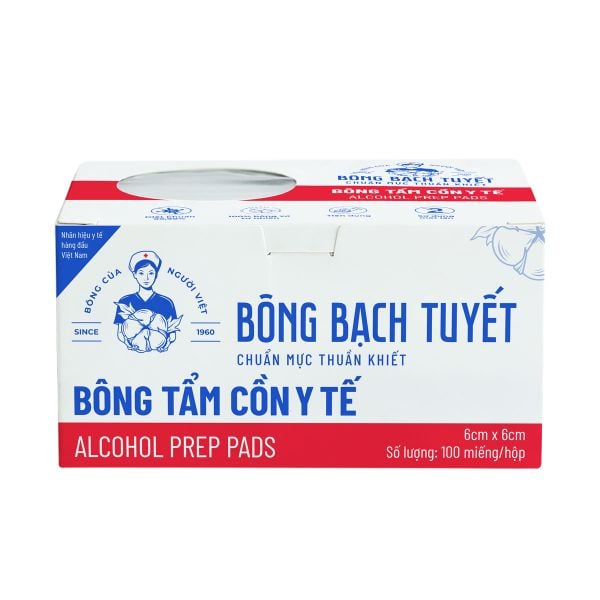  Bông tẩm cồn y tế Bạch Tuyết (6cm x 6cm) 
