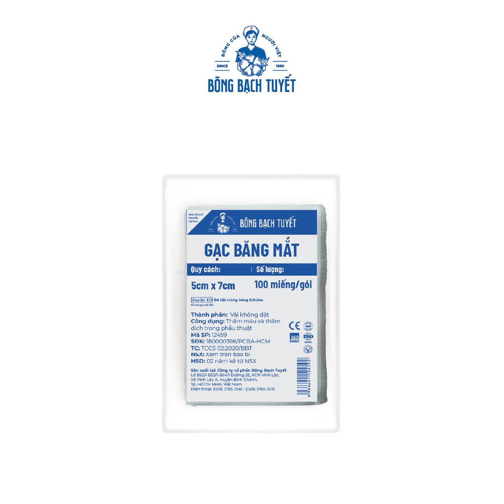  Gạc Băng Mắt 5cm x7cm Tiệt Trùng, Vải Không Dệt 