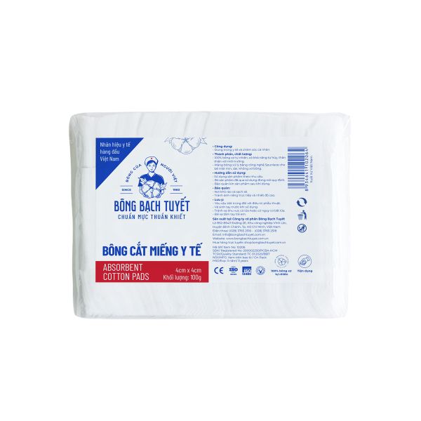  Bông y tế cắt miếng 4cmx4cm 100g 