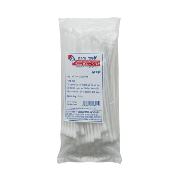  Tăm bông y tế Bạch Tuyết Ø5 mm - Gói 100 que 