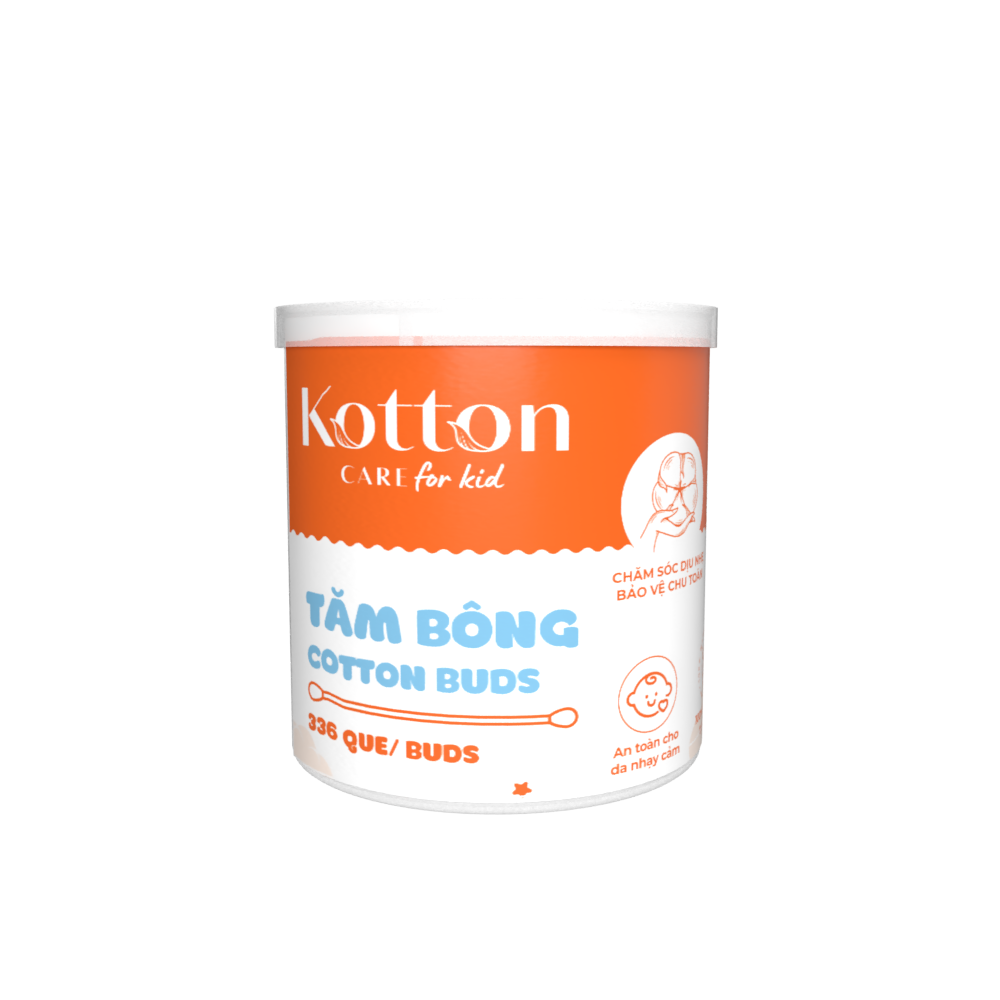  Tăm bông Kotton Care For Kid 336 hộp tròn xoay 