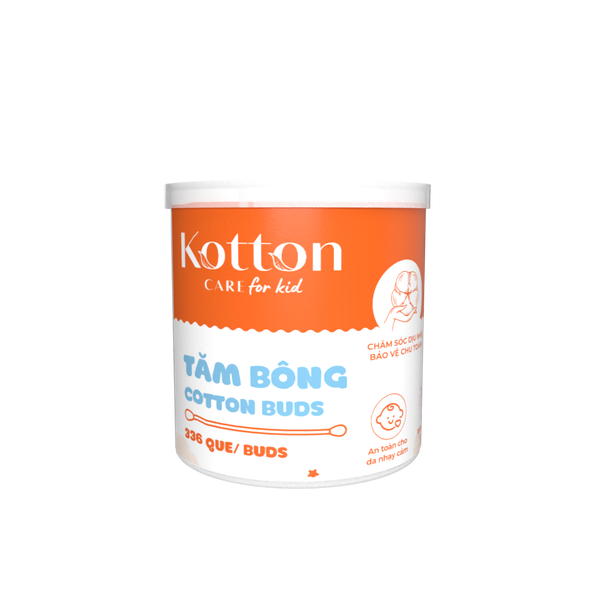  Tăm bông Kotton Care For Kid 336 hộp tròn xoay 