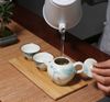 Ấm trà sứ vẽ tay, hoa sen tinh khiết, ấm trà nhỏ, gốm sứ gia dụng