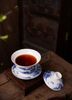 Chén khải tiềm trà sơn thủy hoa sen mẫu đơn bát trà phủ xanh trắng bộ tách trà 180cc bát gốm có nắp lớn