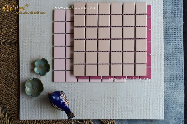 Gạch mosaic kem hồng nhạt ArtM719