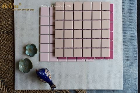  Gạch mosaic kem hồng nhạt ArtM719 