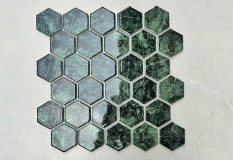  Gạch mosaic lục giác vân đá xanh rêu 