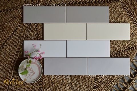 10x25cm - Gạch thẻ ốp tường màu xám 