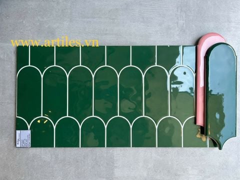  Gạch ốp tường 30x60cm lông vũ màu xanh lá đậm 