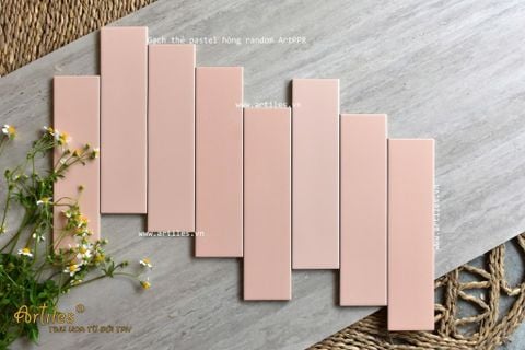  Gạch thẻ pastel màu hồng phấn 75x300mm 