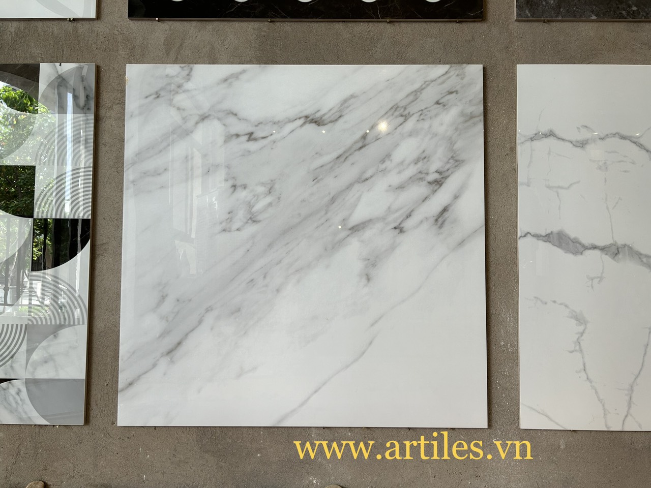 Gạch vân đá Marble trắng siêu bóng