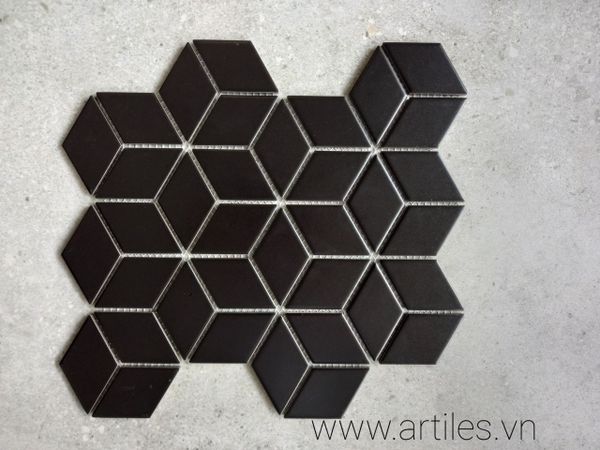 Gạch Mosaic Kim Cương Lập Phương Đen Mờ ArtM4804