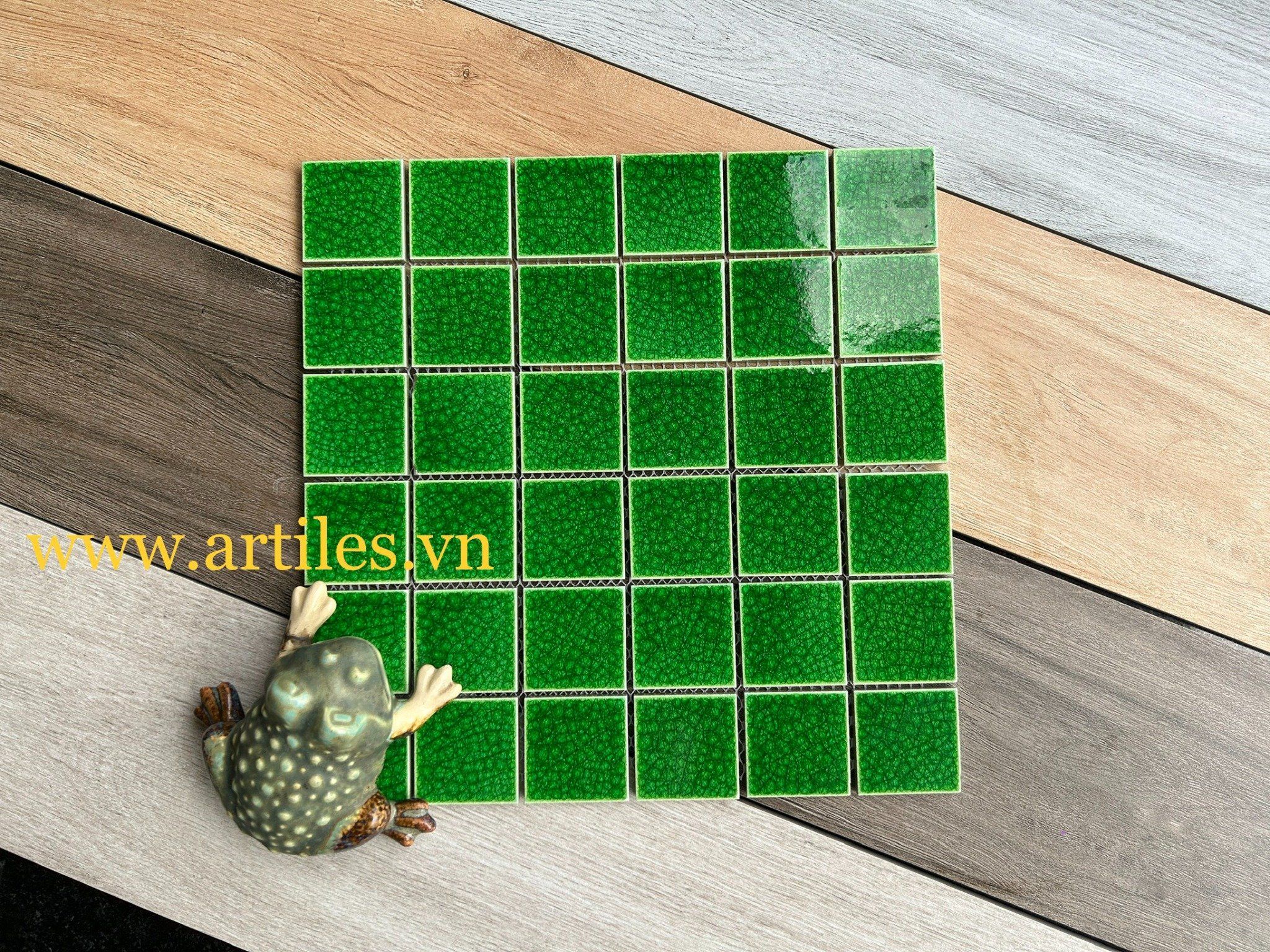 Gạch Mosaic Men Rạn màu xanh lá ArtM939