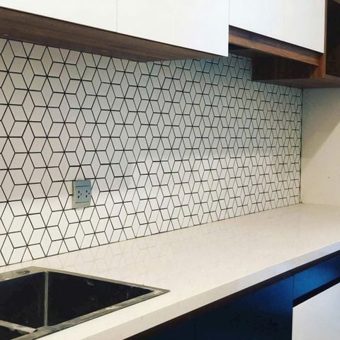  Gạch Mosaic Kim Cương Lập Phương Trắng Mờ ArtM4802 