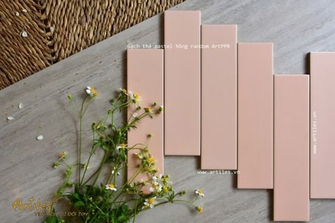 Gạch thẻ pastel màu hồng phấn 75x300mm 