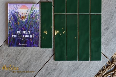  Gạch thẻ xanh lá đậm bóng gợn sóng 