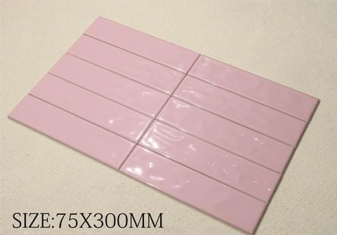  Gạch thẻ màu hồng 75x300mm 