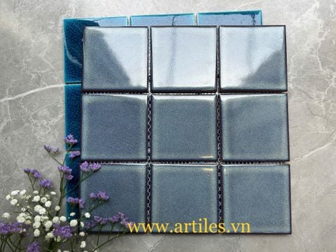  Gạch mosaic men bóng 10x10cm xám ArtM1026 