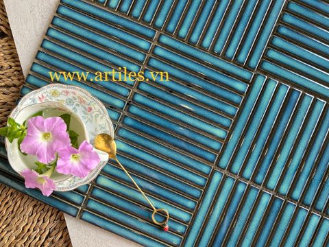  Gạch Mosaic Que Đũa Xanh Dương Đậm 