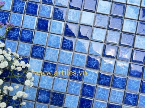 Gạch mosaic gốm sứ mix màu xanh ArtM253 