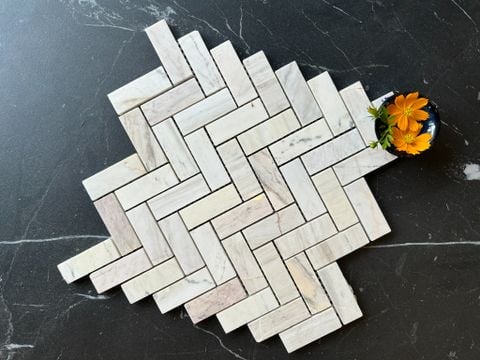  Mosaic đá tự nhiên ghép vỉ hình xương cá 