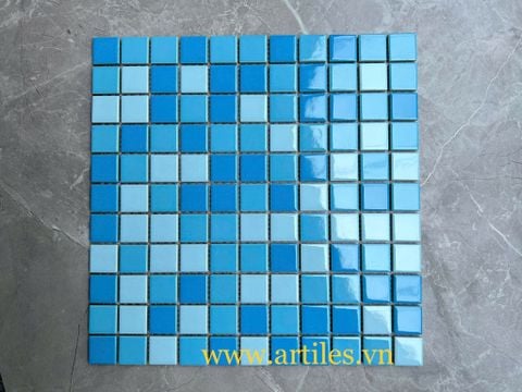  Gạch mosaic gốm sứ mix màu xanh ArtM257 
