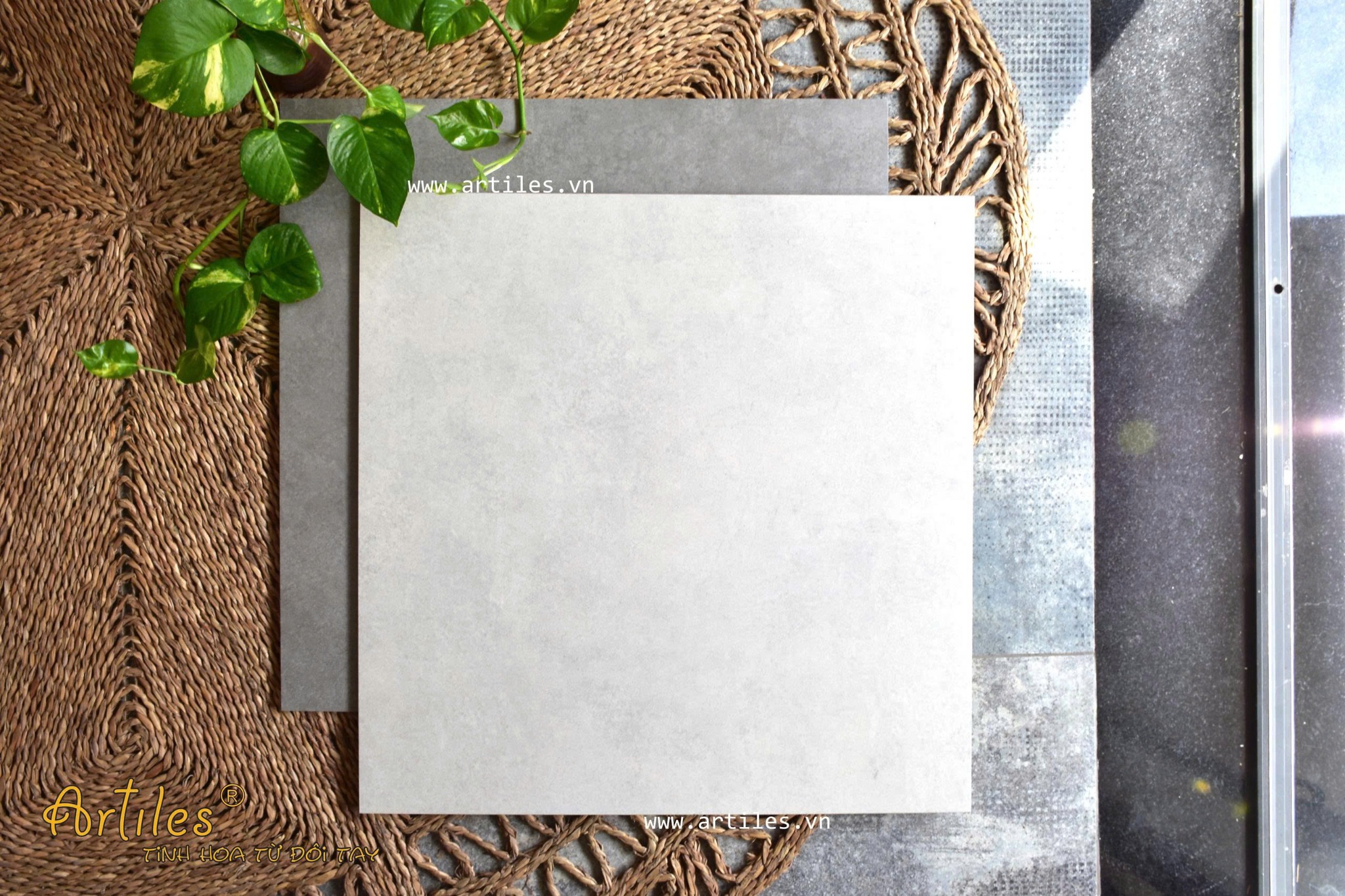 Gạch bê tông 60x60cm xám nhạt Art03