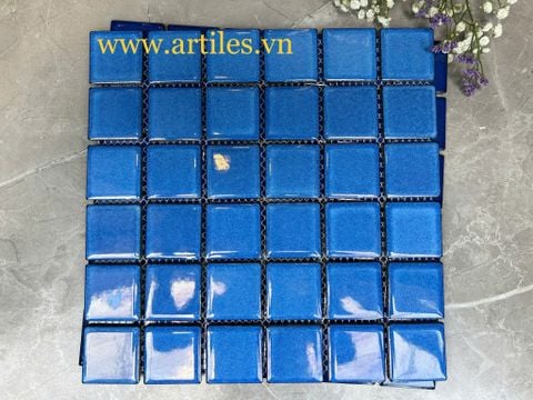  Gạch mosaic màu xanh dương  bóng ArtM975 