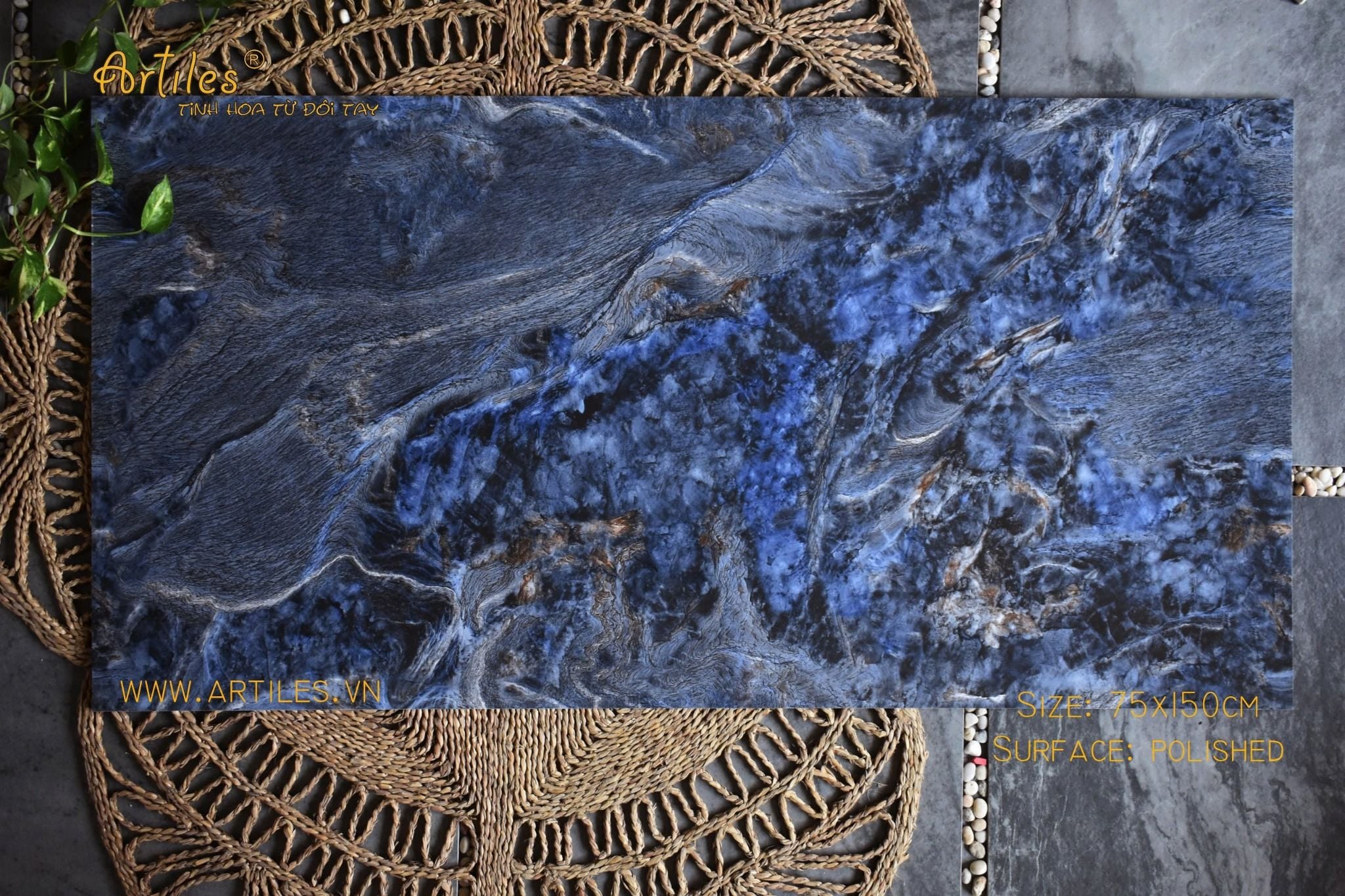 Gạch khổ lớn 750x1.500mm vân đá đẹp Art004