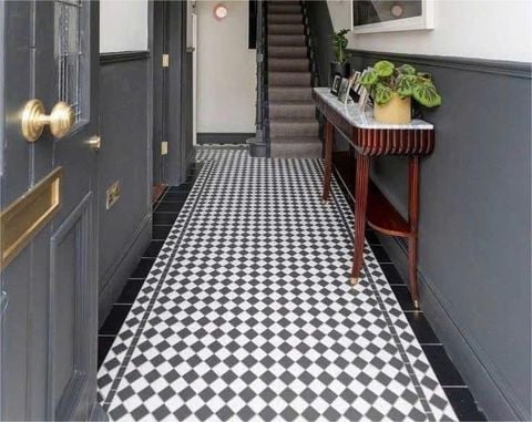  Gạch Lát Nền Ô Vuông Caro Trắng Đen 